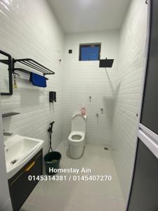 a bathroom with a toilet and a sink at Homestay Ain in Kuala Terengganu