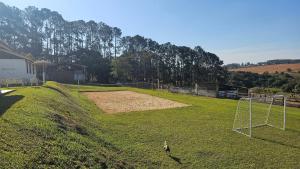 a goat standing in a field with a goal at Estância Flor do Campo in Sarapuí +13 photos