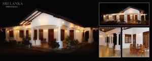 two pictures of a house at night at First House Mihintale in Mihintale