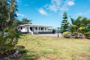 特鲁欧克比赫斯Allee coco的一栋白色的房子，前面有一棵棕榈树