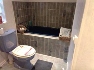 ein Badezimmer mit Toilette und Badewanne in der Unterkunft La Roseliére in Bazenville