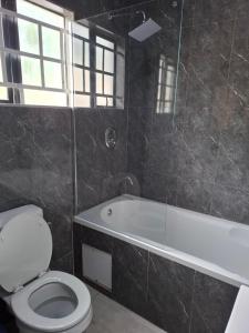 ein Badezimmer mit Toilette und Badewanne in der Unterkunft Cosy Cottage Apartments ,Area L in Francistown
