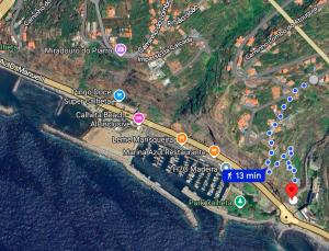 eine Karte einer Straße mit Standorten darauf in der Unterkunft Villa Ocean Wave Calheta - Oversized Pool & Stunning Ocean Views in Calheta + 33 Fotos