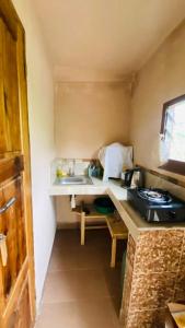 een kleine keuken met een spoelbak en een aanrecht bij Minerva Apart in Ranomafana