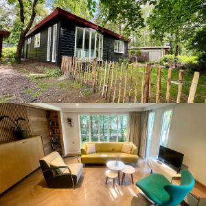 Κήπος έξω από το Kindvriendelijk sfeervol vakantiehuis Bosgeneugte bij zwembad op de Veluwe