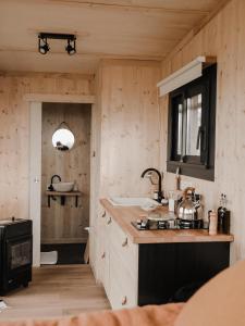Kuchyň nebo kuchyňský kout v ubytování Parcel Tiny House I Chèvrerie de Rilly