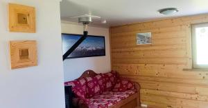 TV a/nebo společenská místnost v ubytování Appartement de la Fruitière