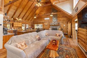 a living room with a couch and a kitchen at Oakland Bear Lair in Oakland