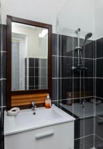 a bathroom with a sink and a mirror at Sable Aix in Aix-les-Bains