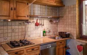 une cuisine avec un évier et une cuisinière four supérieur dans l'établissement Stunning Home In Darlowo With Wifi, à Darłowo