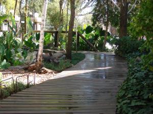 a wooden path in a park with trees at Jedidja Bed and Breakfast in Bloemfontein