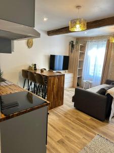 TV a/nebo společenská místnost v ubytování Mauguio Center Hôtel