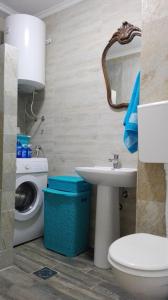 a bathroom with a toilet sink and a washing machine at Apartment Dadi in Cetinje