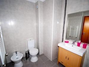 a bathroom with a toilet and a sink at 1 Bedroom Apartment in Maceira