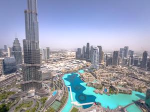 Nespecifikovaný výhled na destinaci Dubaj nebo výhled na město při pohledu z apartmánu