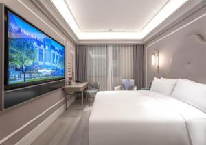 una habitación de hotel con cama y televisor de pantalla plana en Mercure Xi'an High-tech Zone Center, en Xi'an