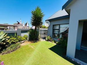 ein Hof mit einer Palme neben einem Haus in der Unterkunft Blue Bay Villa in Saldanha