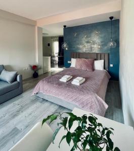 Postel nebo postele na pokoji v ubytování Panoramic suite