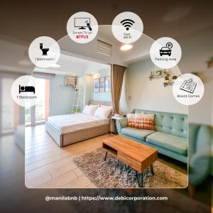 Posezení v ubytování Stunning View 1BR Venice Luxury Residences BGC Ultra Fast WiFi and Washer