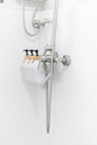 SagcahanにあるBlue Nest 3BdR Apartment with parking spaceの壁にシャワーが付いたバスルームが備わります。