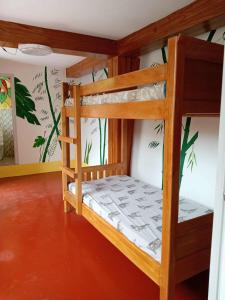 a bunk bed in a room with a wall at Cliffhouse Kalinga in Tinglayan