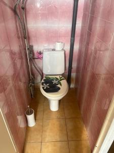 een badkamer met een toilet met een plant erop bij La maison de Bonnevel in Civray-de-Touraine