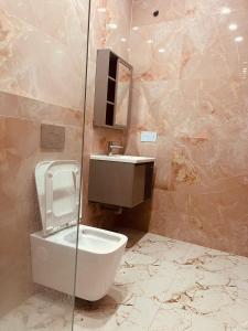 um banheiro com vaso sanitário e pia em Hotel Raghu Anandam inn em Masodha