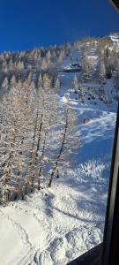 a snow covered slope with trees in the distance at Studio Isola 2000 in Isola 2000 +2 photos