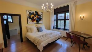 Ένα ή περισσότερα κρεβάτια σε δωμάτιο στο Ferienwohnung im Musikerviertel