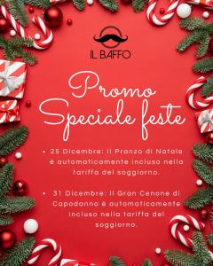a christmas party invitation with a christmas tree and candy canes at Albergo Baffo in Chiuro