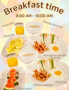 a plate of breakfast food with eggs and fruit at Samanta By The Hill in Ko Larn