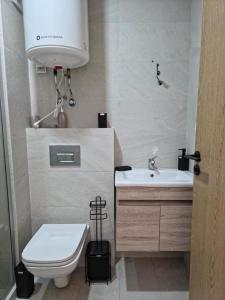 卡萨布兰卡apartment near the beach的带马桶和水槽的小浴室 更多11张照片