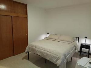 a bedroom with a bed and a wooden cabinet at Apartamento Remodelado 2 Habitaciones en la Mejor Zona del Centro de Caracas in Caracas