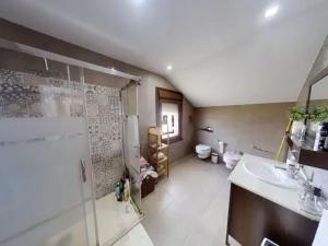 une salle de bain avec douche, lavabo et toilettes dans l'établissement Villa Mauricio Garden,  11 autres photos