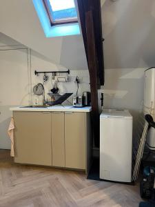 a kitchen with a sink and a counter top at Le Nid Bellifontain - Appartement Confort - Centre in Fontainebleau