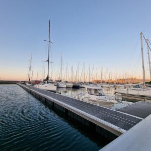 a dock with boats docked at a marina at BOAT APPART TITANIC Cherbourg motor yacht à quai ROSE STAR in Cherbourg en Cotentin