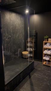 a bathroom with a shower with a glass wall at Ecrin secret in Aubagne +1 photo