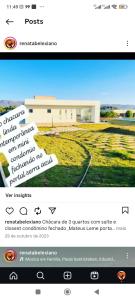 eine Seite einer Website mit Bild eines Hauses in der Unterkunft Sítio linda vista 3 in Mateus Leme