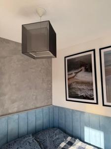 Televiisor ja/või meelelahutuskeskus majutusasutuses Wygodny eko domek koło nadmorskiego Parku Krajobrazowego