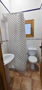 a bathroom with a toilet and a sink at Casas Rurales La Navela in Blanca