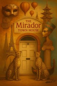 a book with two cheetahs sitting in front of a town house at Travel Around The World In Just Six Days in Swansea