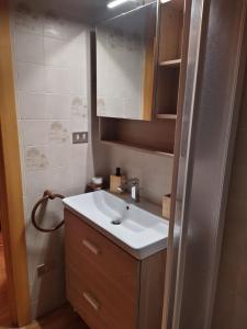 a bathroom with a sink and a shower at Appartamento I Larici in Folgarida +38 photos