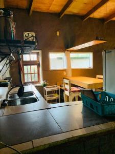 eine Küche mit Spüle und Arbeitsplatte in der Unterkunft Casa en La Barra para 5 in Punta del Este