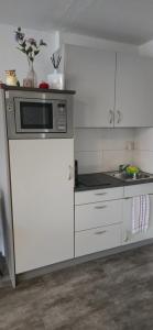 Kuchyň nebo kuchyňský kout v ubytování Apartment am Rhein