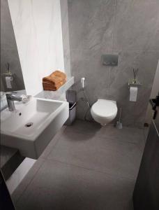 a bathroom with a sink and a toilet at Villa Velare 01 Dharmahusada Indah Galaxy Mall in Surabaya