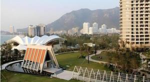 a view of a city with a building and buildings at Guangdong Workers Santorium-Sea Side Park K Building Hotel in Huidong