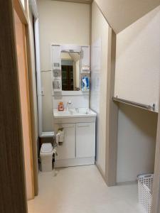 a bathroom with a sink and a toilet at 貸切戸建 ベッドルーム4 シングルベッド9 釧路駅近く in Kushiro +15 photos