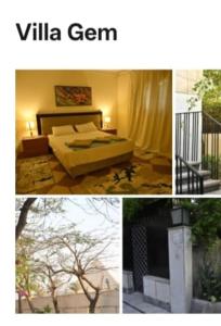 un collage de photos d'une chambre avec un lit et un arbre dans l'établissement Villa Sela Gem, au Caire