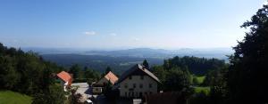 a house on a hill with a view of a valley at Turizem Pavlin Apartments in Šenturska Gora