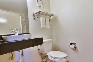 a bathroom with a white toilet and a sink at Studio 6-Dallas, TX - Garland - Northeast in Richardson